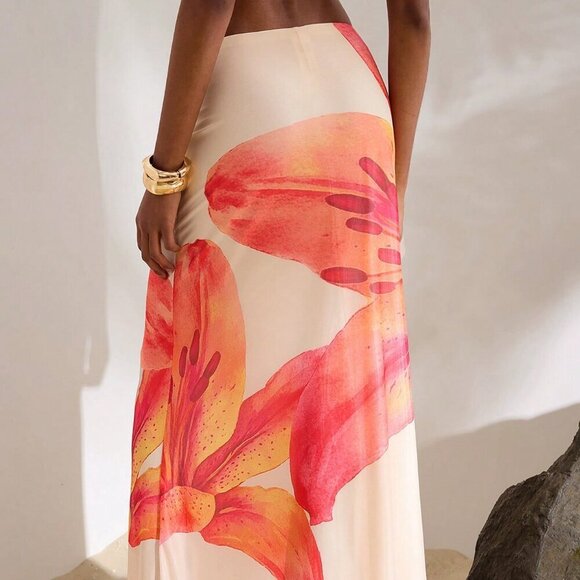 Boho Women's Mesh Low Waisted Bodycon Mermaid Maxi Skirt - Picture 5 of 7